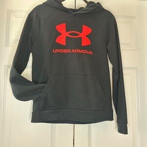 Under Armour YLG Black Hoodie with Red Logo